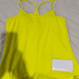 Fabletics neon yellow work out tank, new with tags size M/8